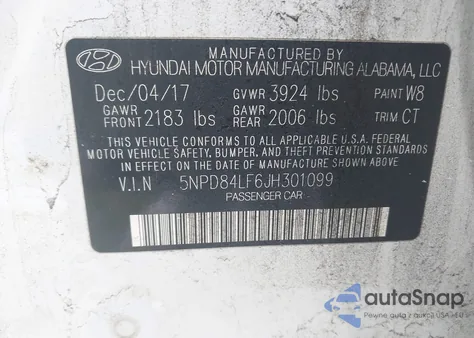 2018 Hyundai Elantra Sel z USA, uszkodzony, nr VIN 5NPD84LF6JH301099